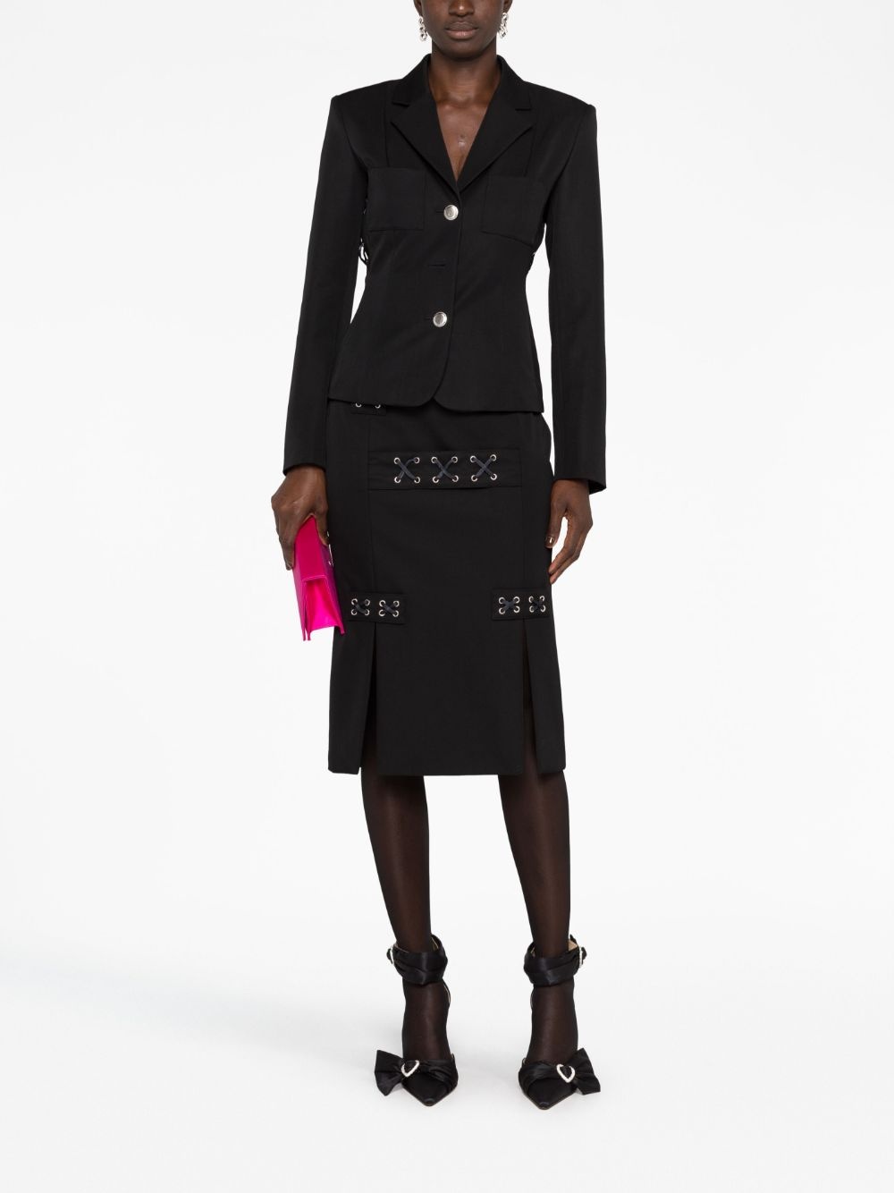 lattice-embellished midi skirt - 2