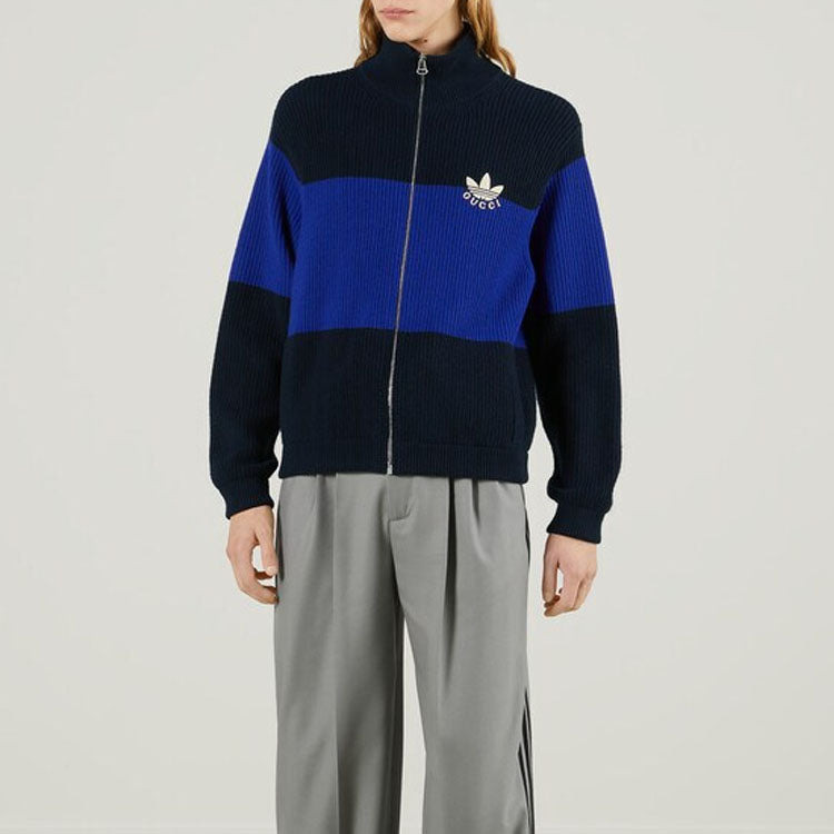 Gucci x adidas Wool Zip Jacket 'Blue Navy' 700447-XKCH7-4237 - 3