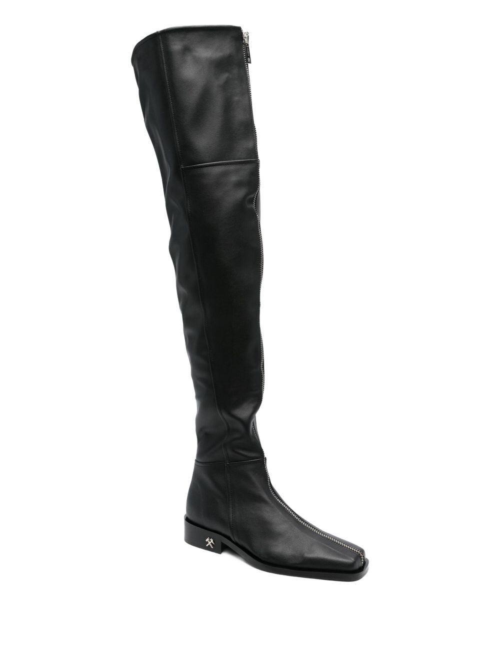 zip-front overknee boots - 2
