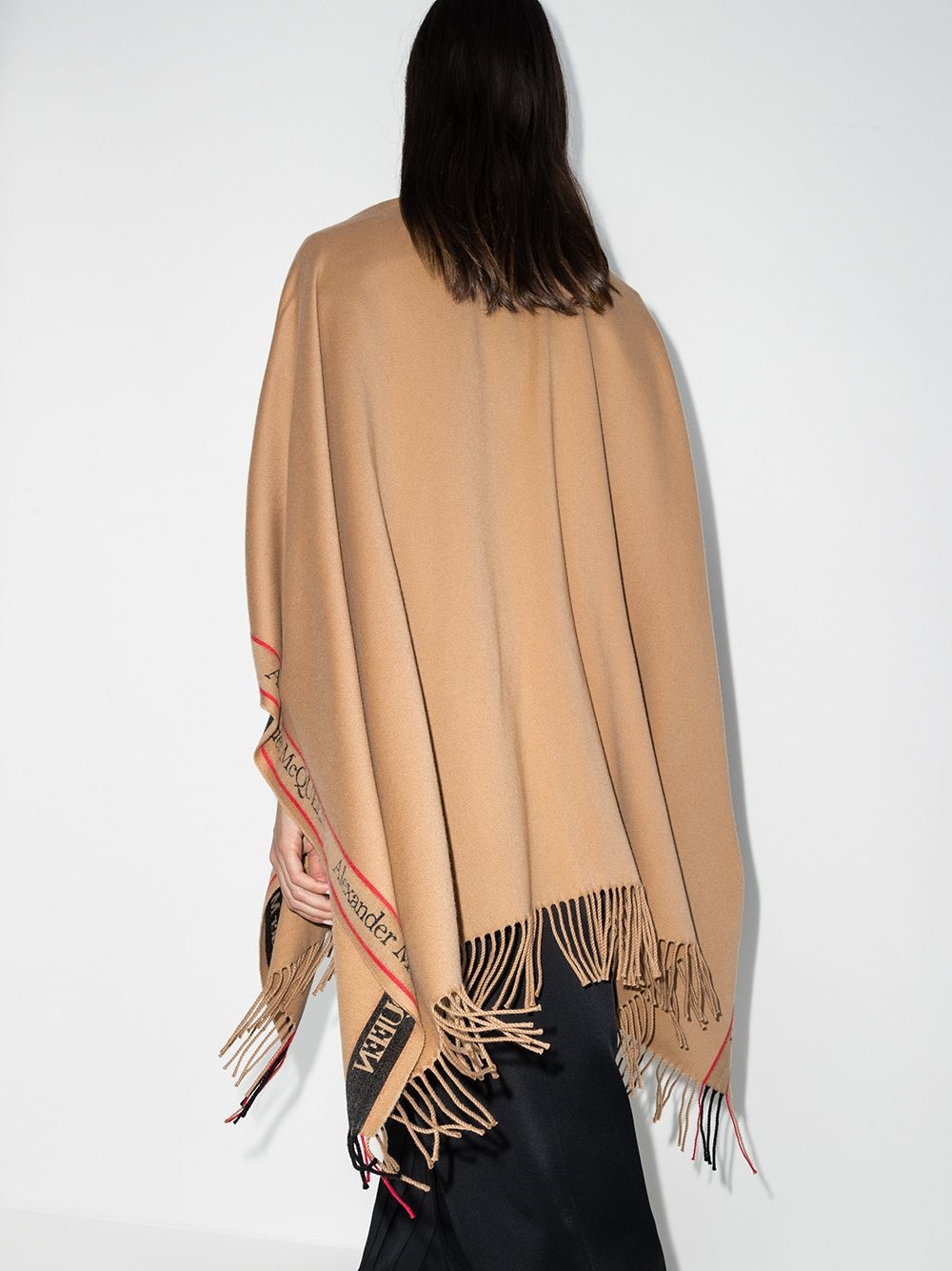 Selvedge fringed wool cape - 3