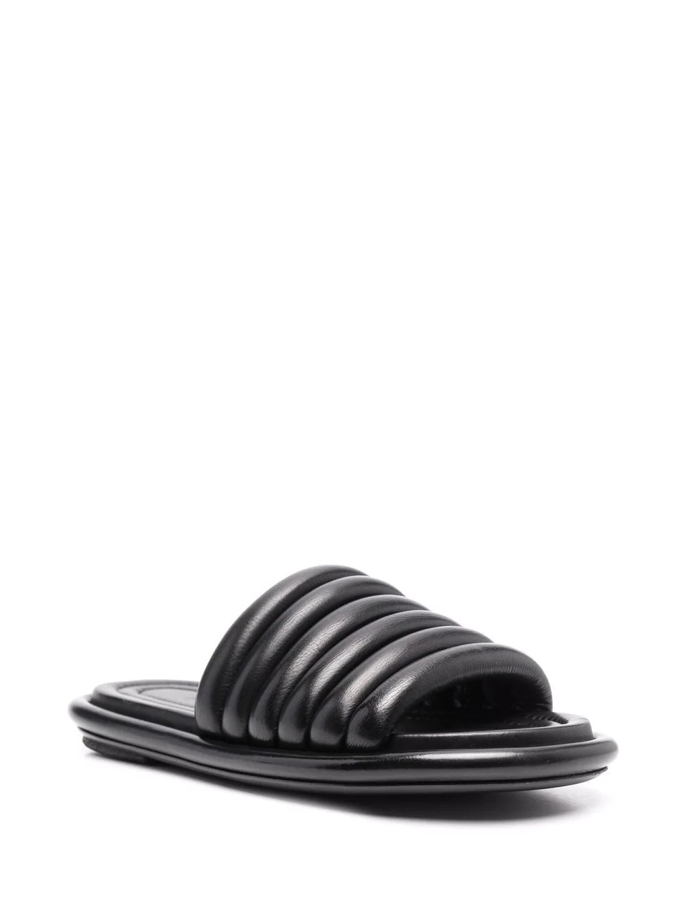 ribbed leather slides - 2
