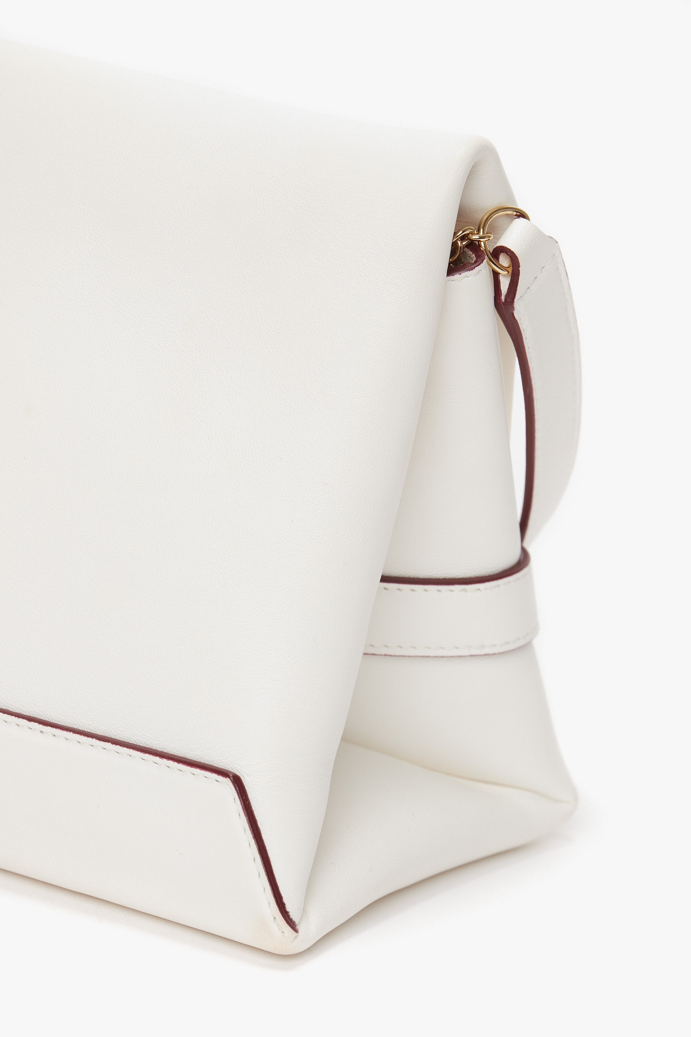 Mini Chain Pouch In White Leather - 6