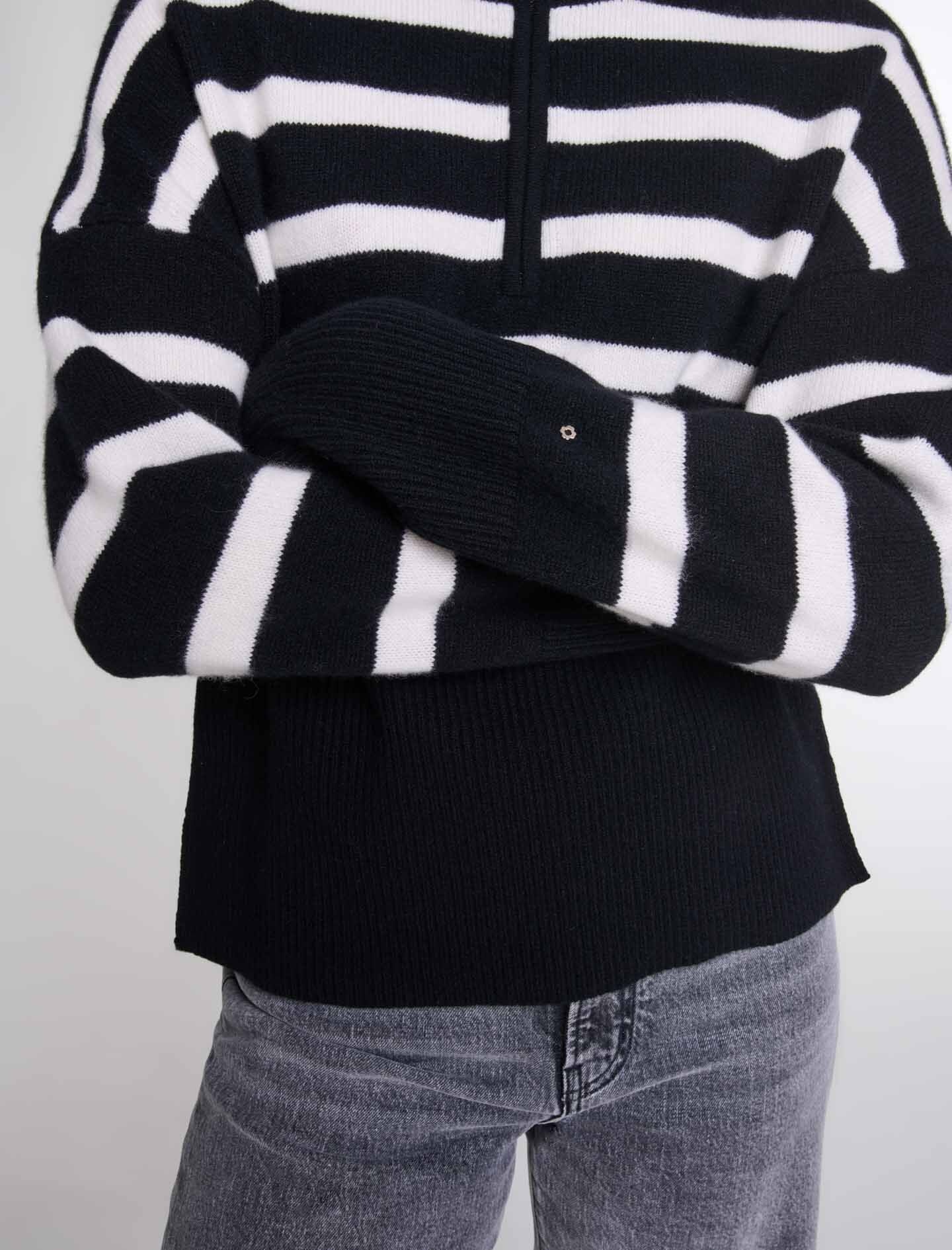 Stripe print high-neck jumper - 7