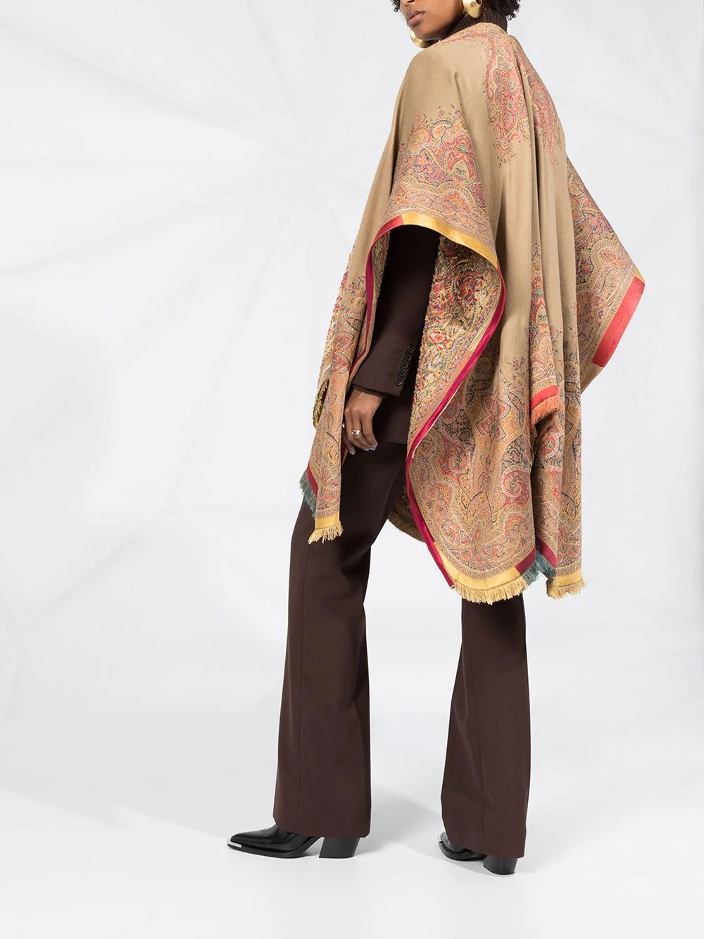 paisley-jacquard shawl coat  - 4