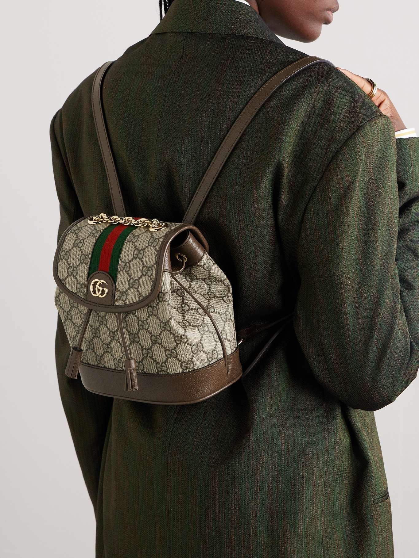 GUCCI Ophidia textured leather-trimmed printed coated-canvas