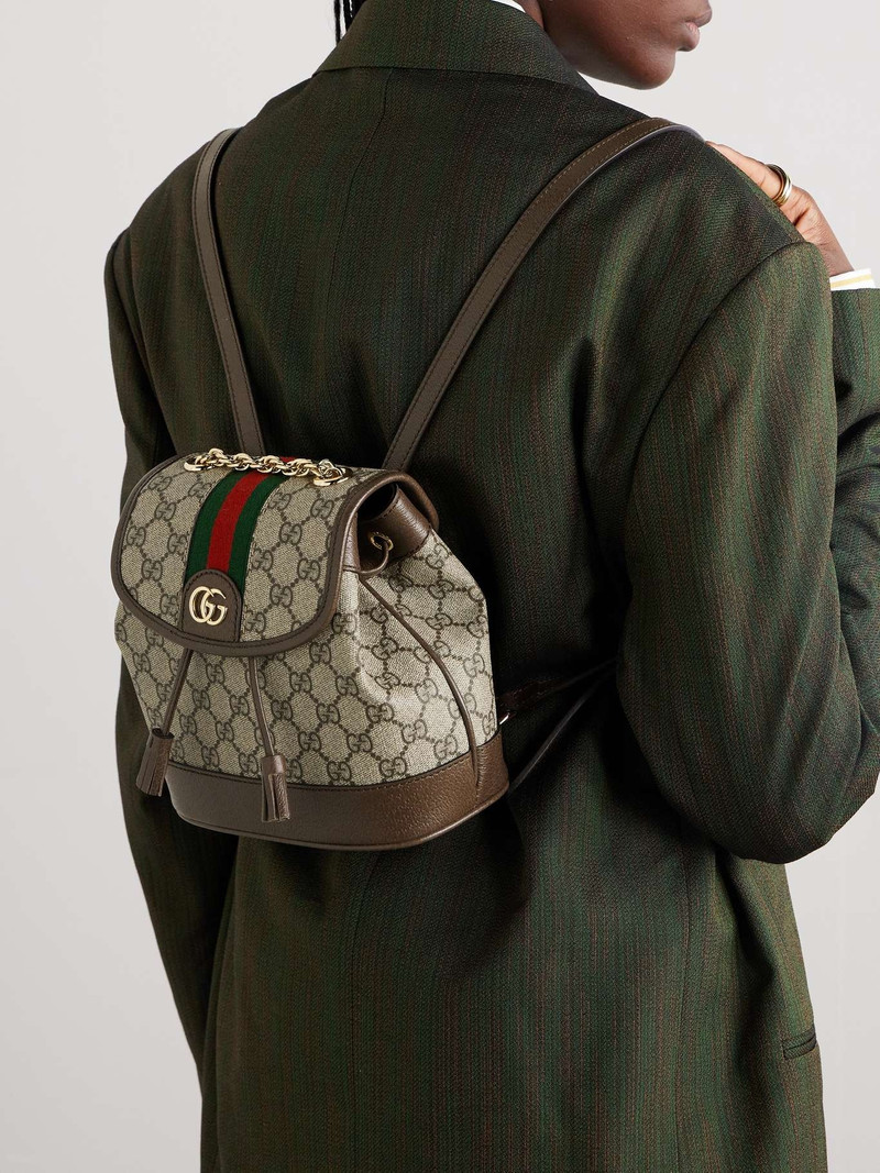 Ophidia textured leather-trimmed printed coated-canvas backpack 6