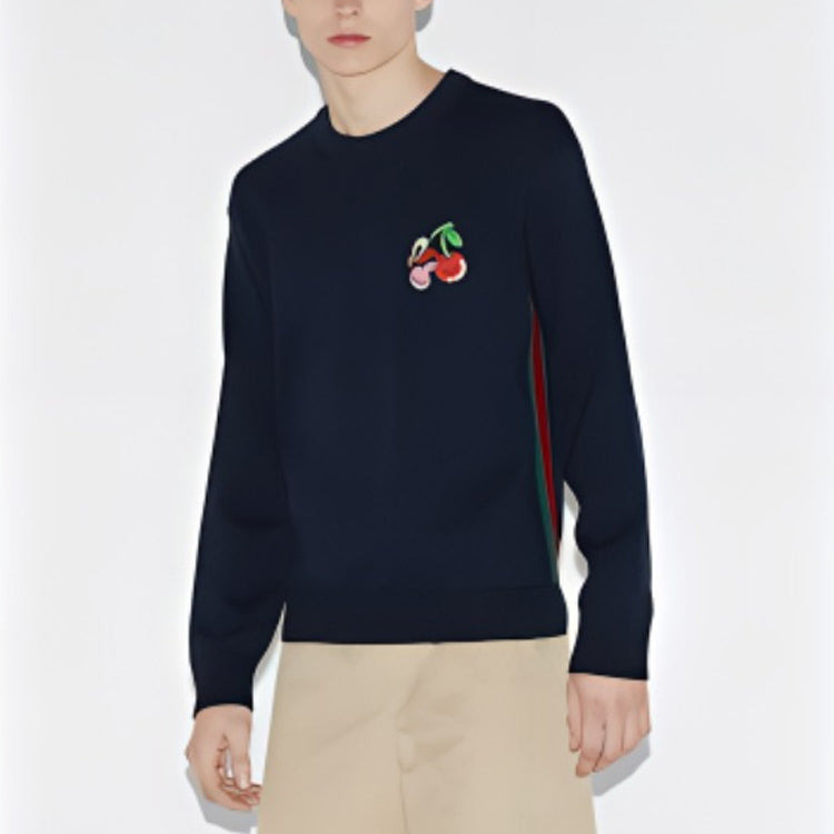 Gucci Cotton Wool Sweater With Patch 'Dark Blue' 781331-XKDZQ-4669 - 2