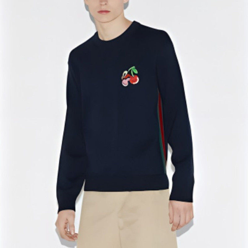 GUCCI Gucci Cotton Wool Sweater With Patch 'Dark Blue' 781331-XKDZQ-4669 outlook