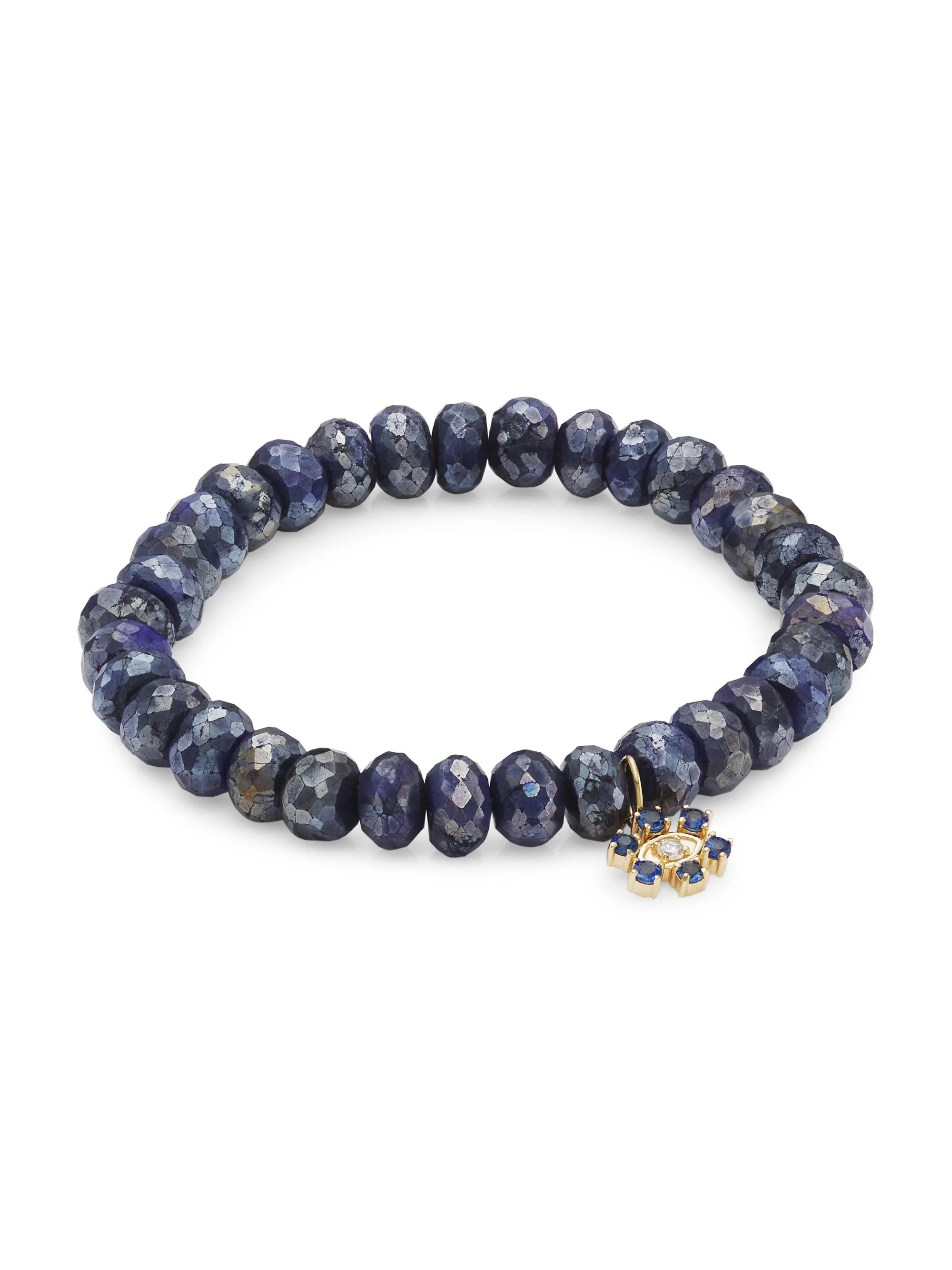 Women's 14K Yellow Gold & Multi-Stone Evil Eye Charm Bracelet - Blue Black - 1