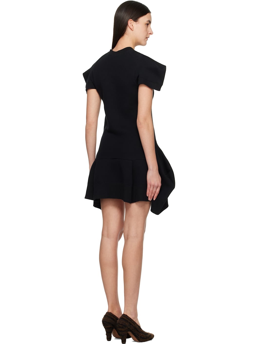 Black Sponge Sweat Minidress - 3