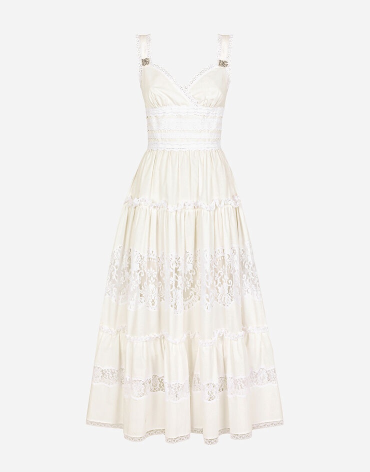 Poplin calf-length dress with crystal-embellished DG details - 3