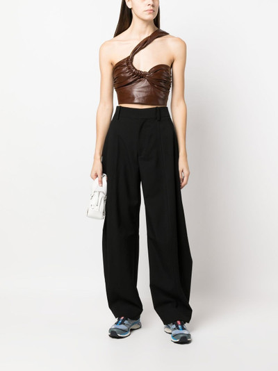 MANOKHI twist-strap cropped leather top outlook