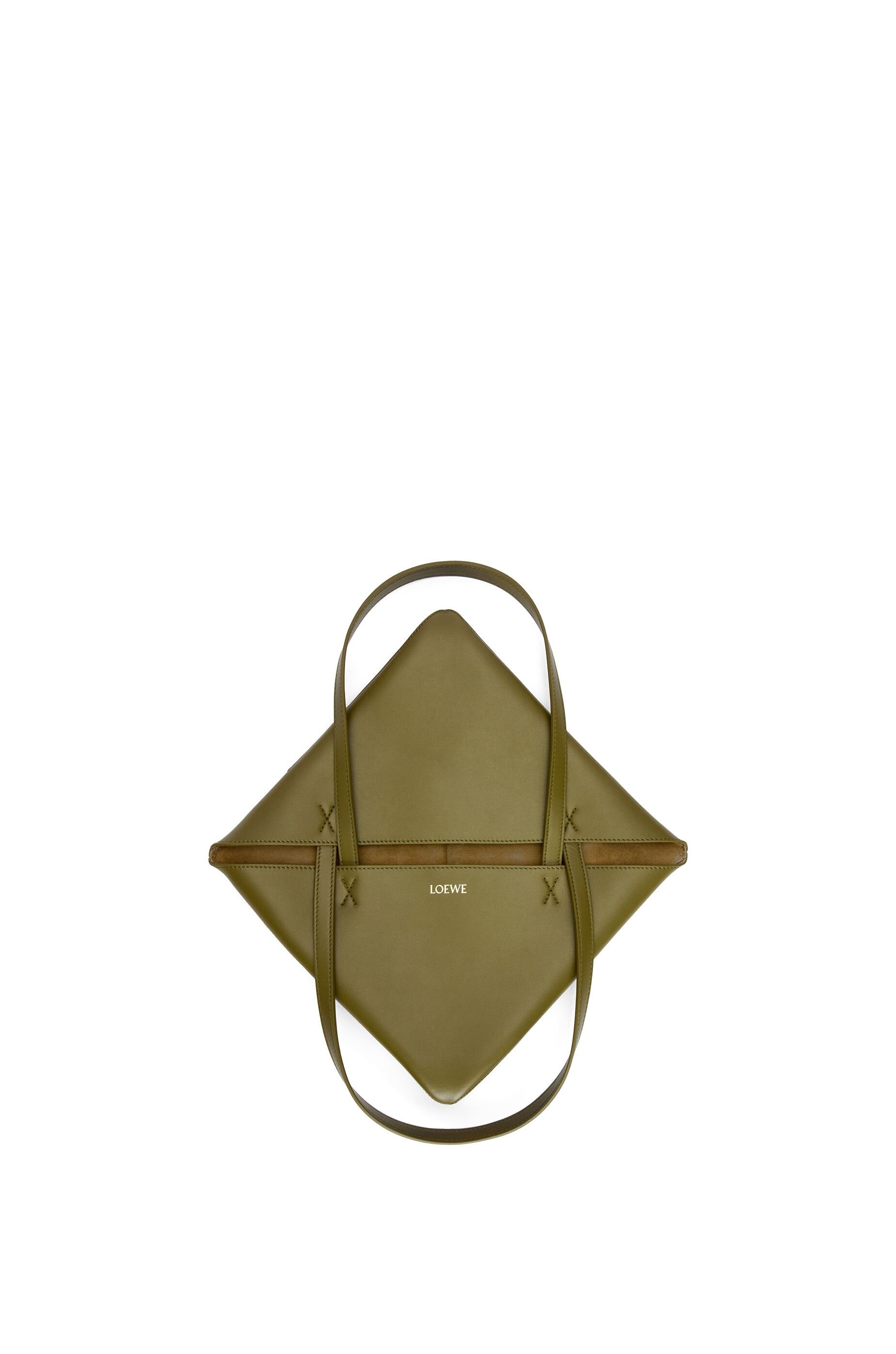 Puzzle Fold Tote in shiny calfskin Olive Green/Khaki Green - LOEWE