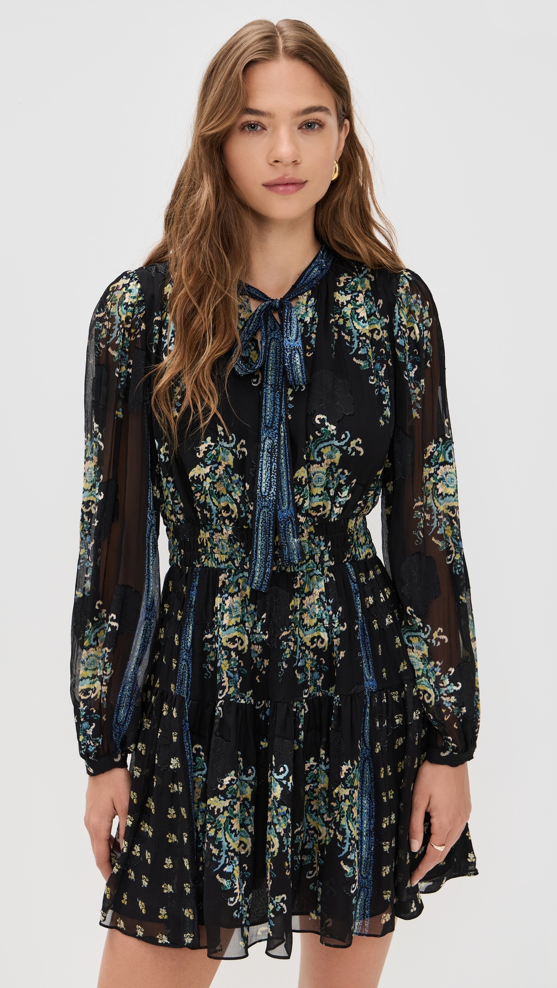 Maris Necktie Long Sleeve Mini Dress - 6