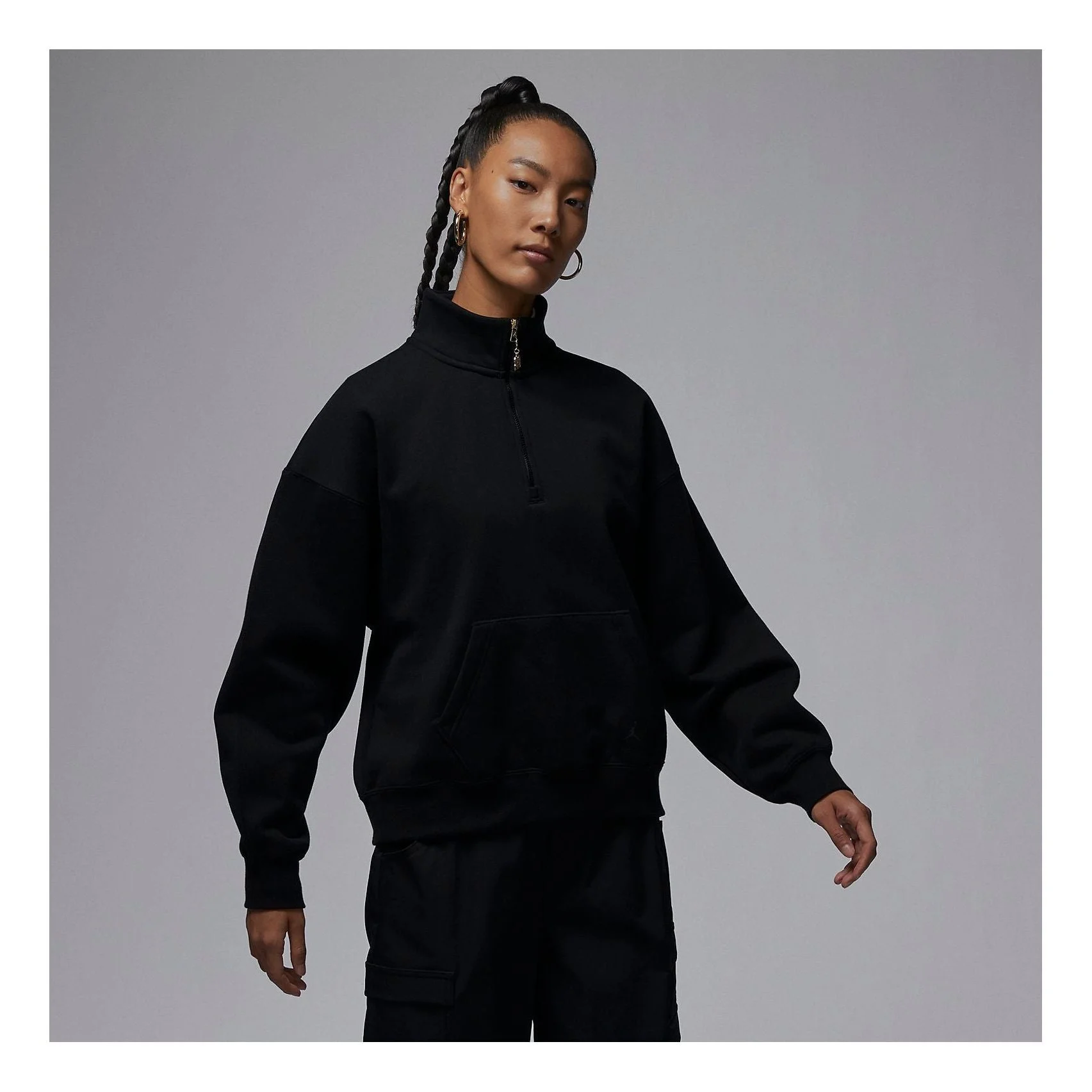 (WMNS) Air Jordan Flight Fleece Top 'Black' FD7222-010 - 1