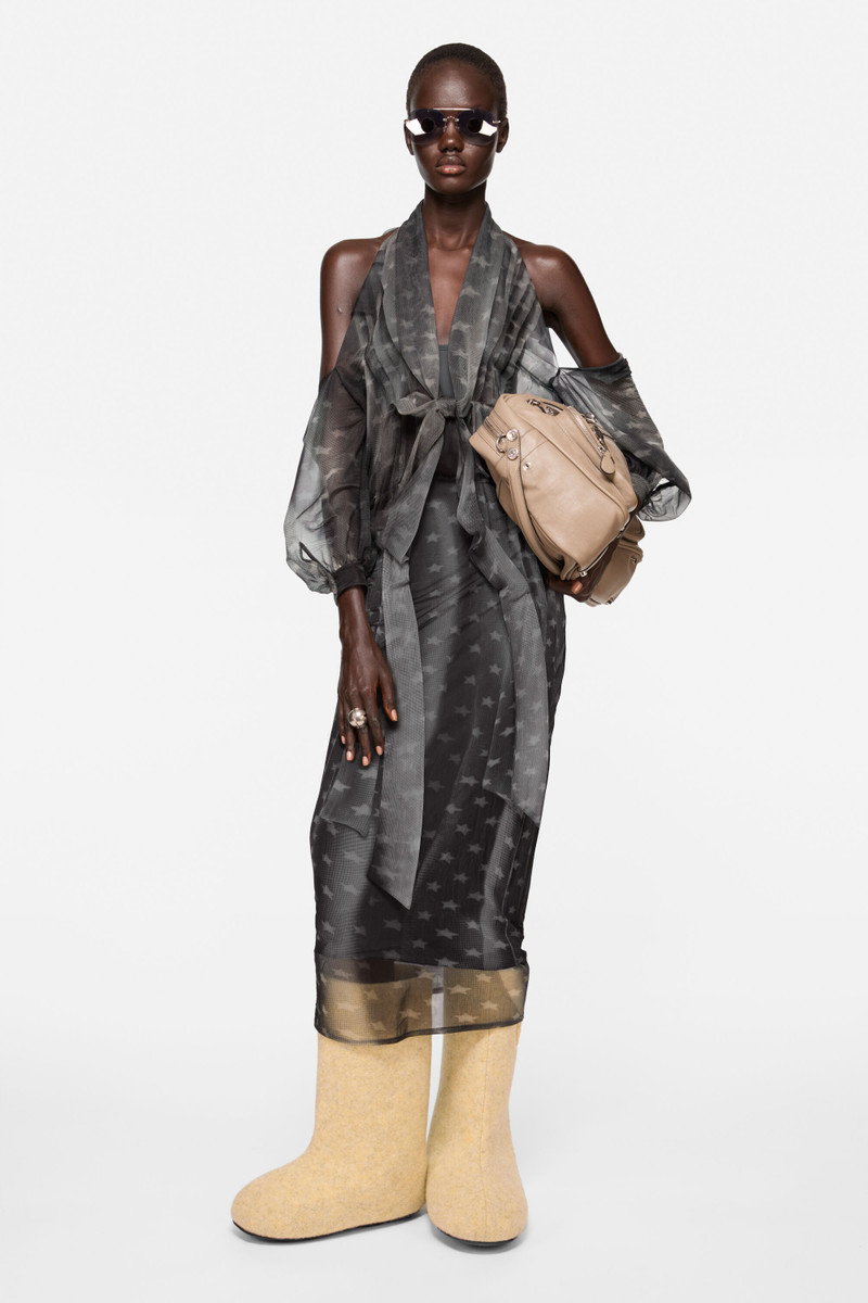 Acne Studios Layered dress with bow - Grey outlook