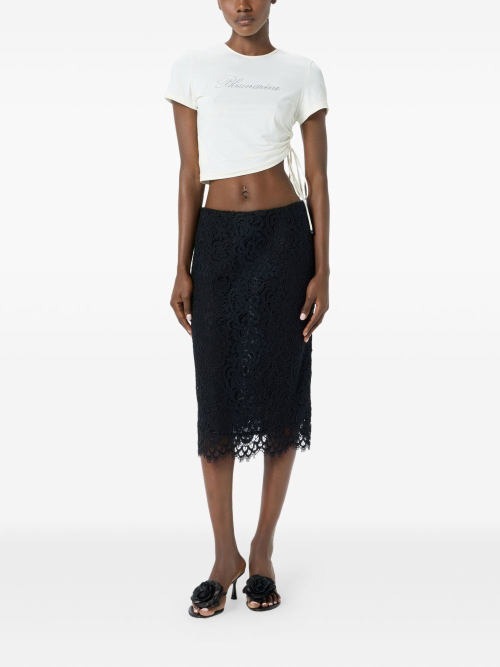 lace-embellished pencil skirt - 2