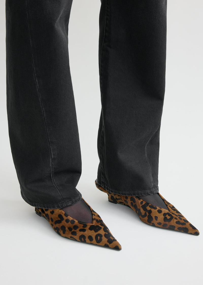 Totême Wedge-heel pony hair slingbacks leopard outlook