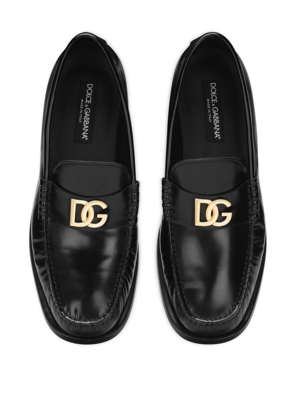 logo-plaque leather loafers - 4