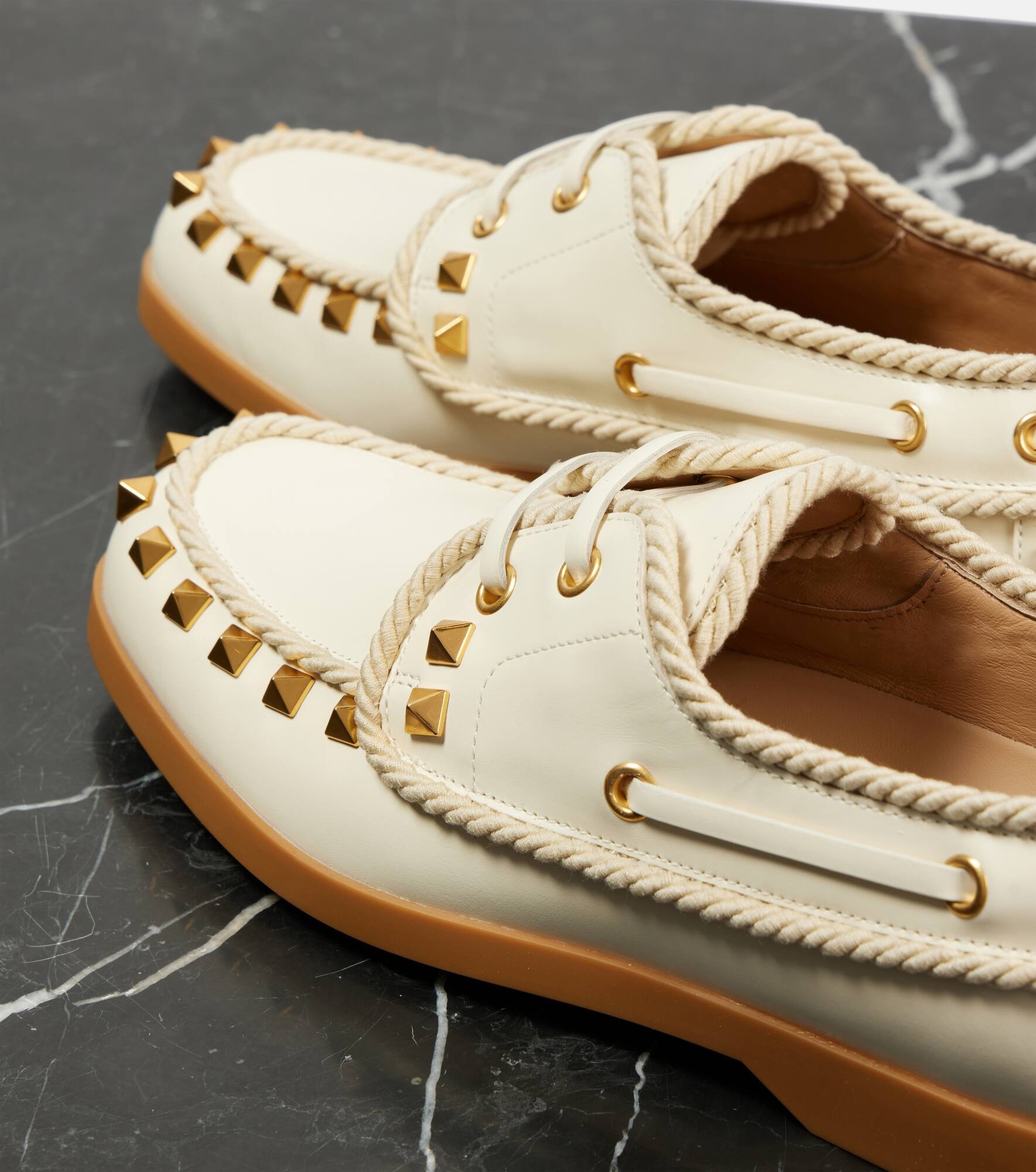 Palm Avenue Rockstud leather boat shoes - 5