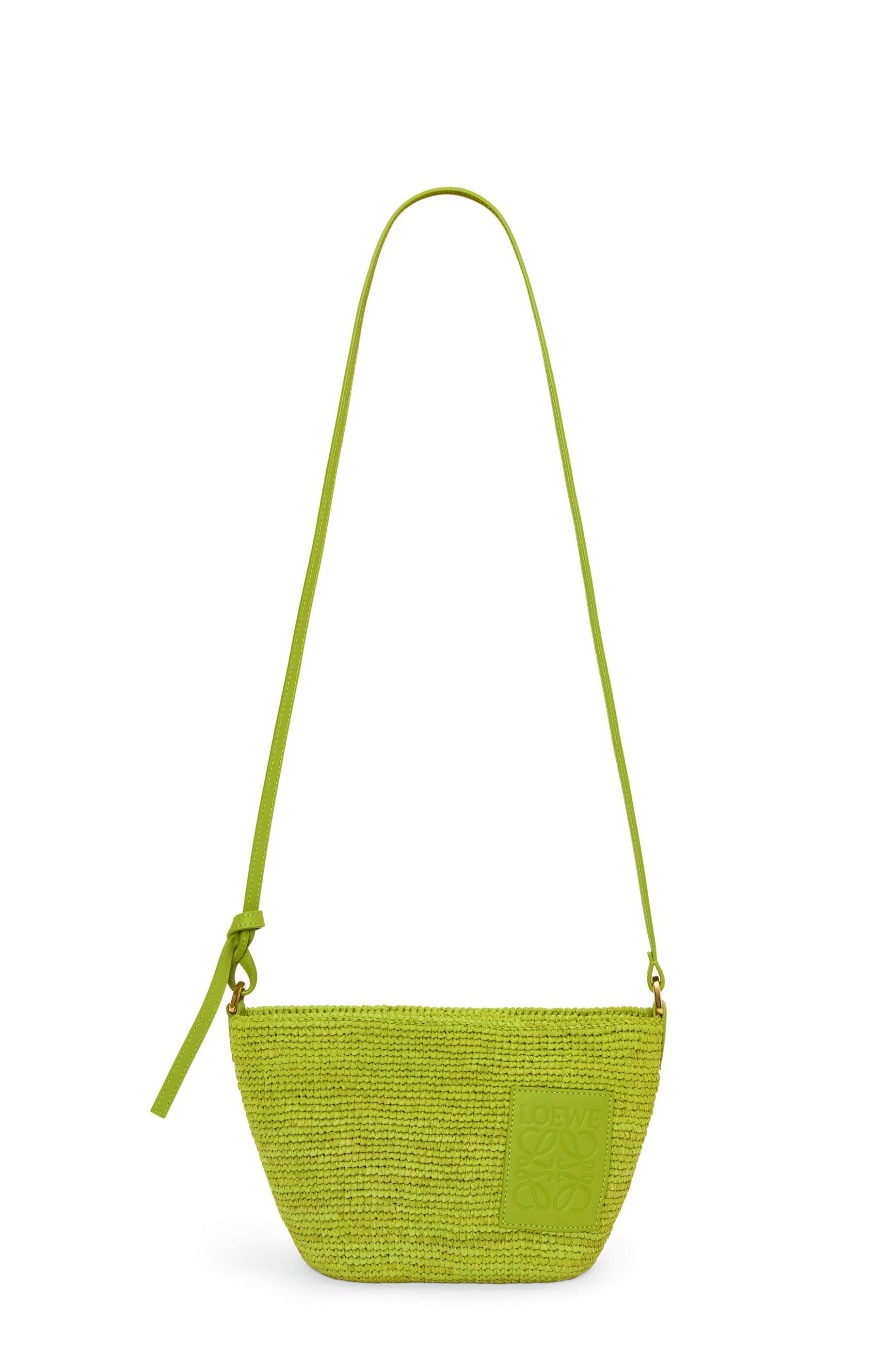 Slit Pochette bag in raffia and calfskin - 5