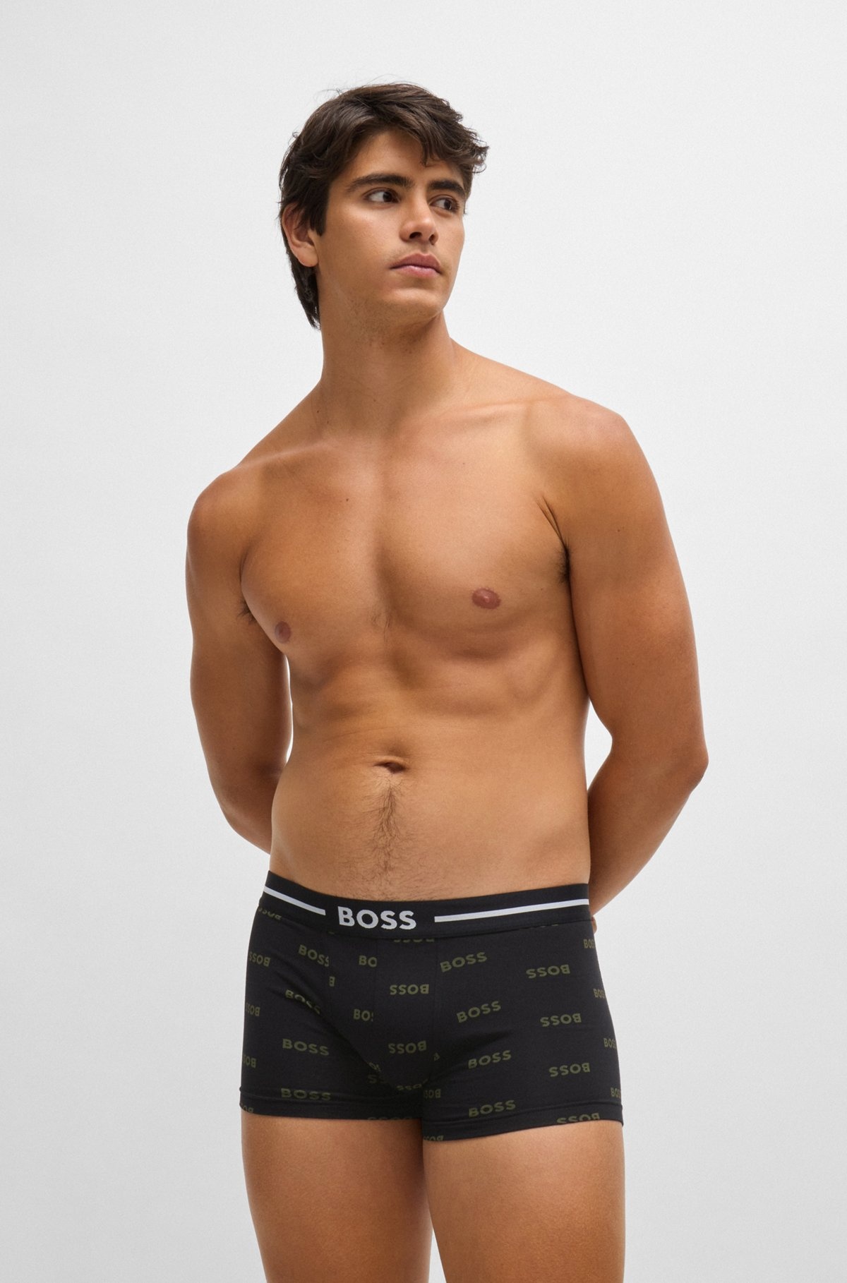 THREE-PACK OF STRETCH-COTTON TRUNKS WITH LOGO WAISTBANDS - 6
