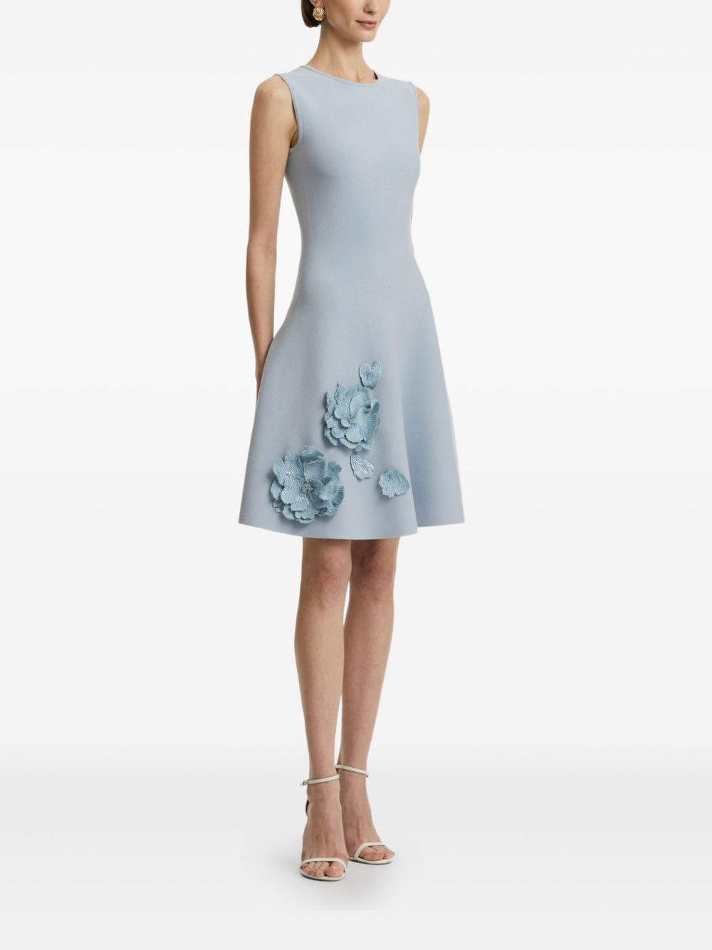 appliqued-floral mini dress - 3