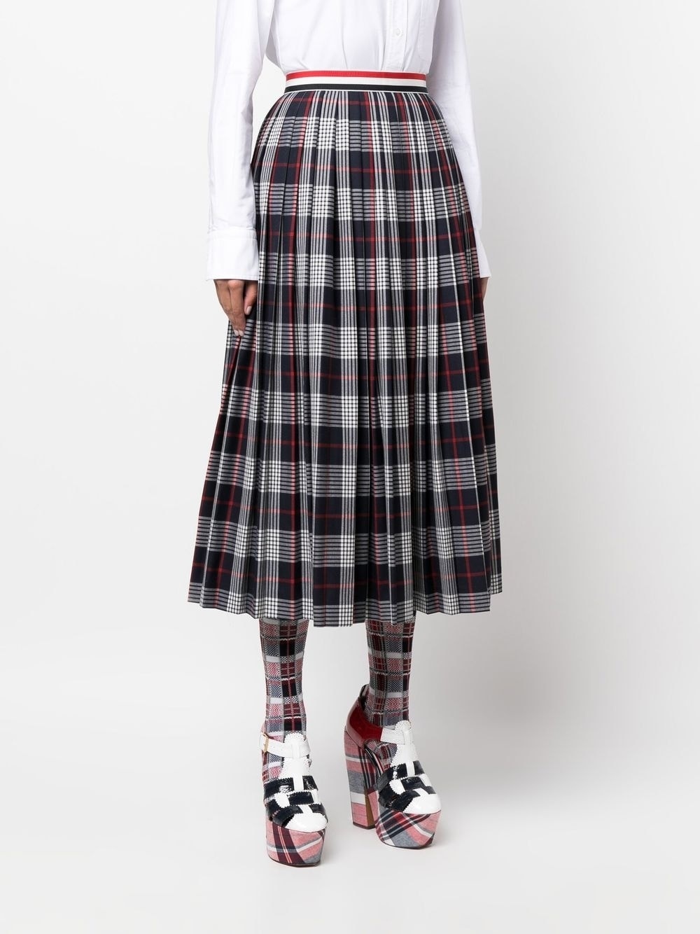 checked pleated skirt - 3