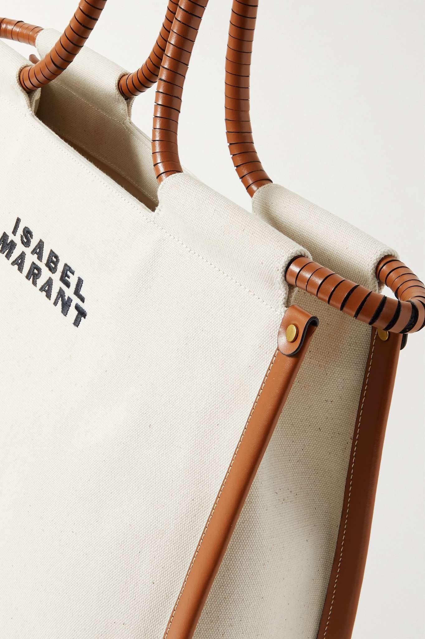 Isabel Marant Toledo leather-trimmed embroidered canvas tote