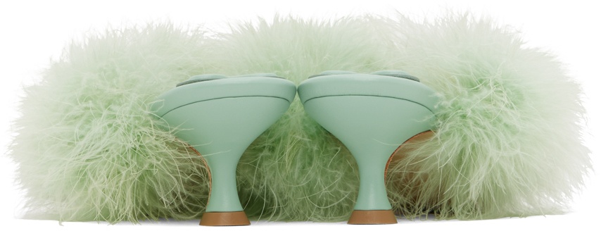 Green Pom Pom Heeled Sandals - 2