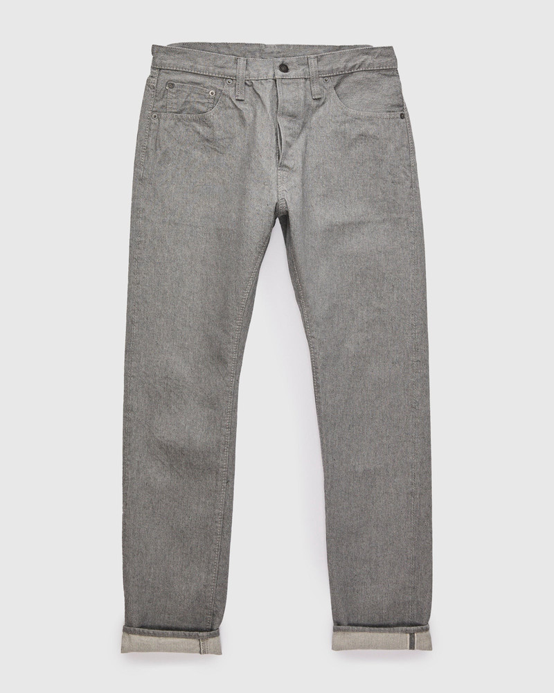 PBJBOW-019-GR "Moonrock" 14oz Rinsed Selvedge Heather Grey Denim - Relaxed Tapered Fit - 1