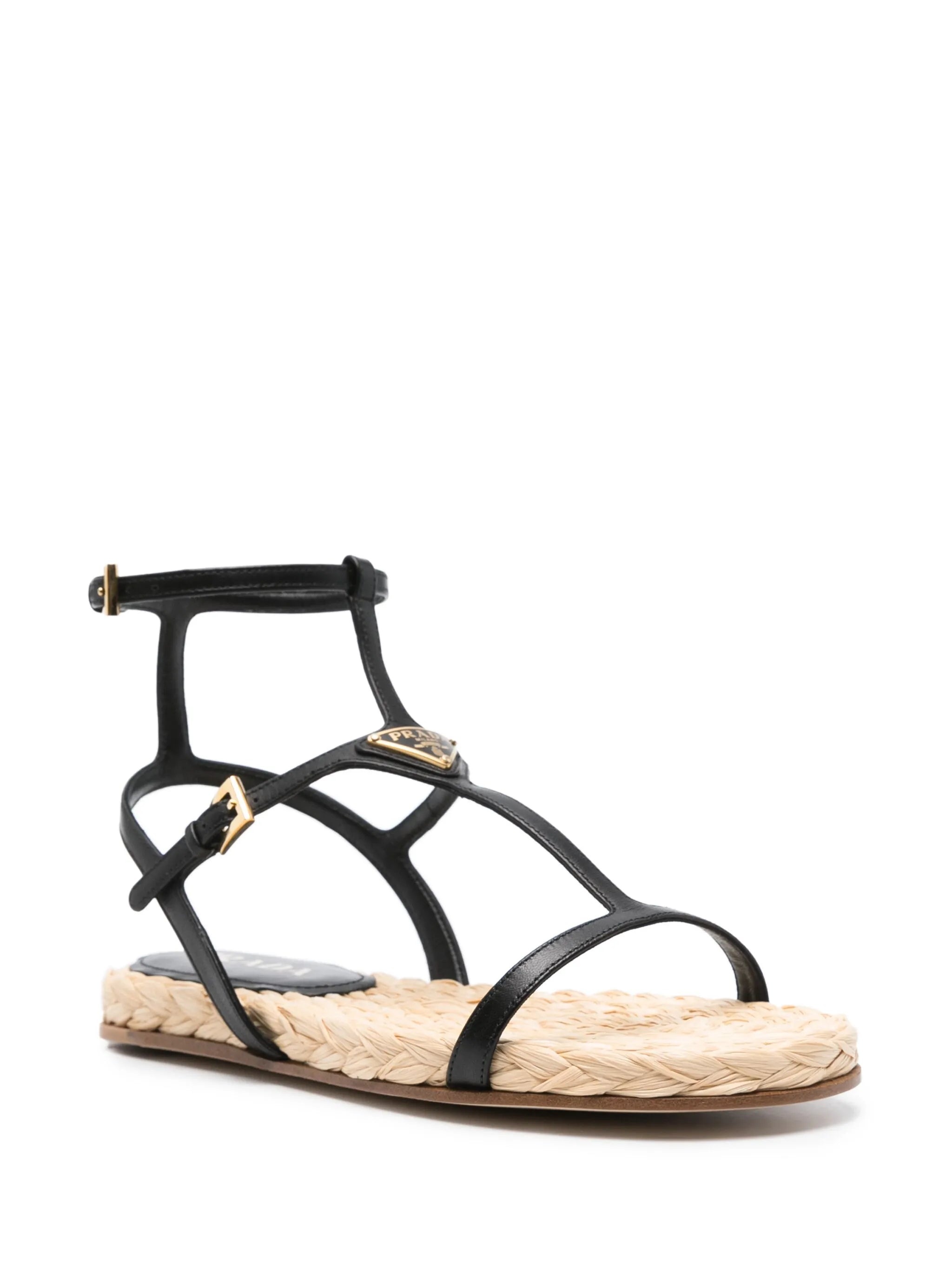 Triangle-logo Leather Sandals - 4