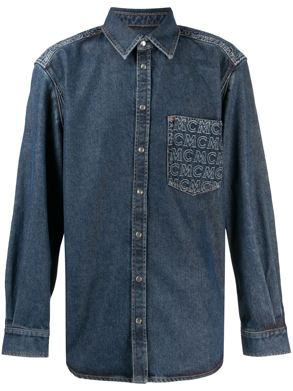 medium wash denim shirt - 1