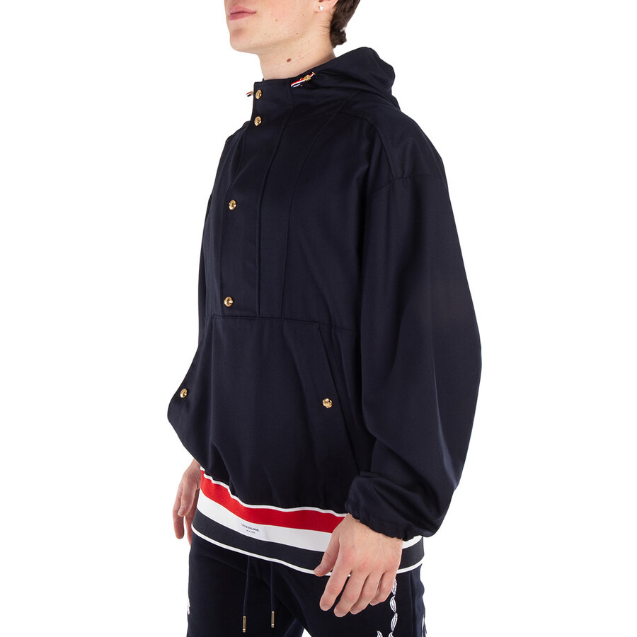 Thom Browne Navy Wool Oversized Anorak - 2