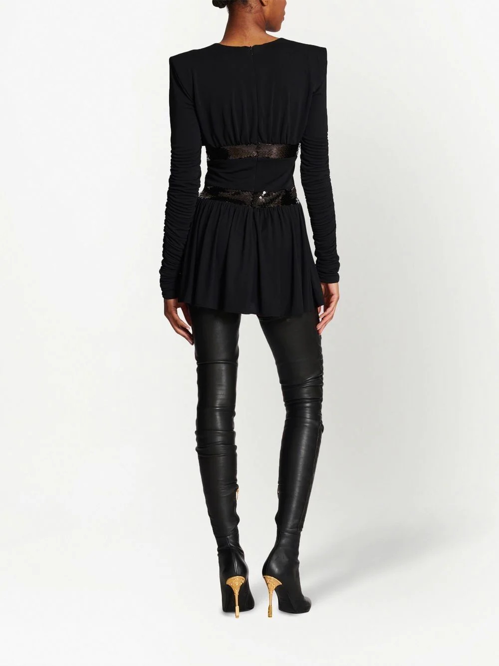 Sequin-embellished V-neck mini dress - 4