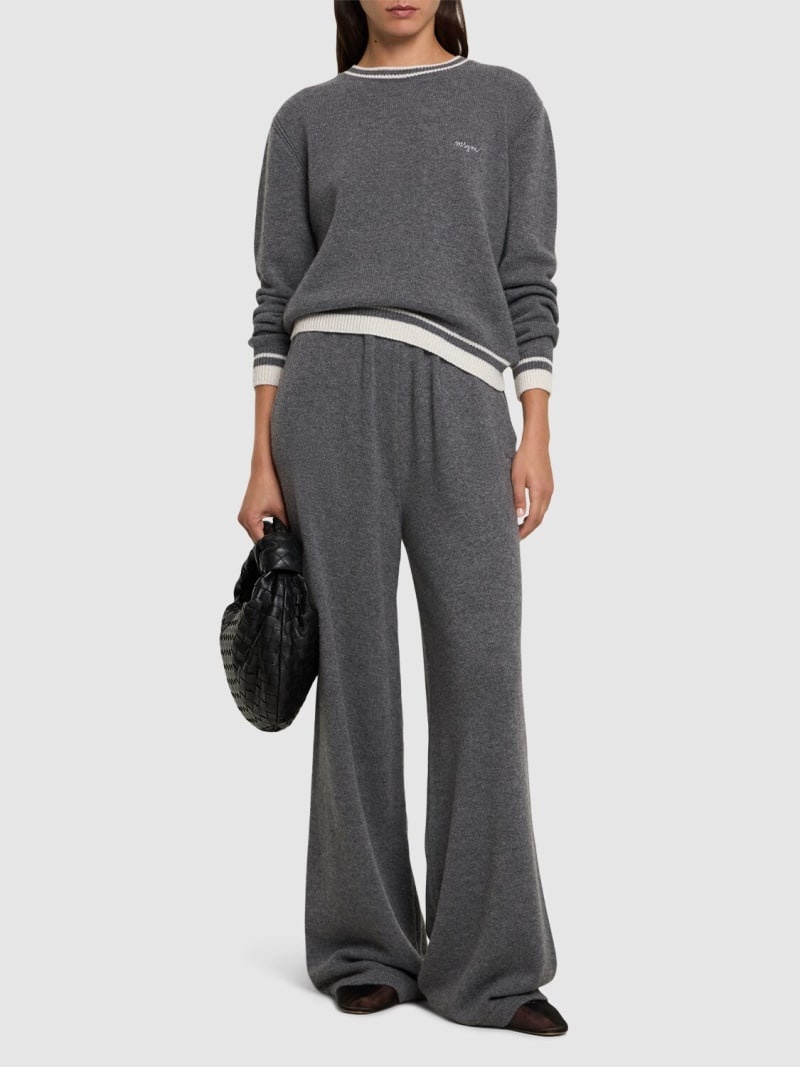 Wool blend knit wide sweatpants - 2