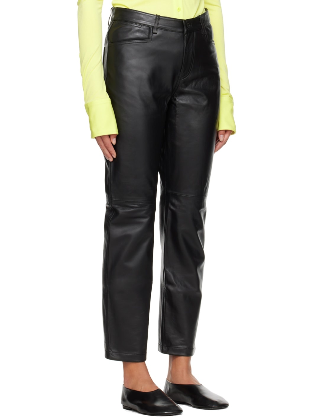 Black Proenza Schouler White Label Straight Leather Pants - 2