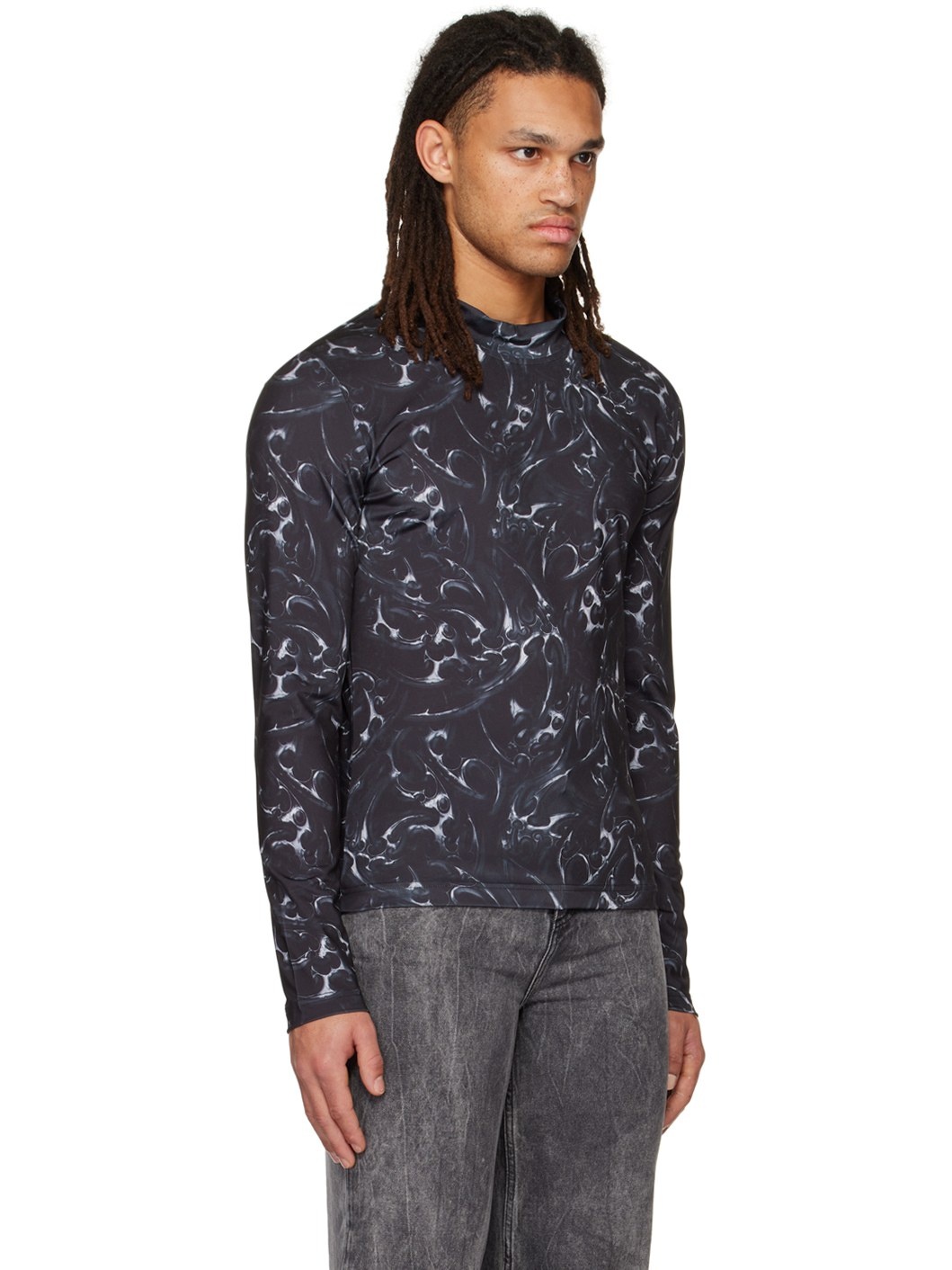 Black Tribal Turtleneck - 2