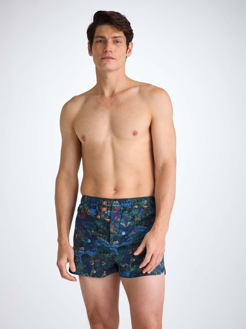 Men's Modern Fit Boxers Cotton Batiste Multi Midnight Jungle Print 1