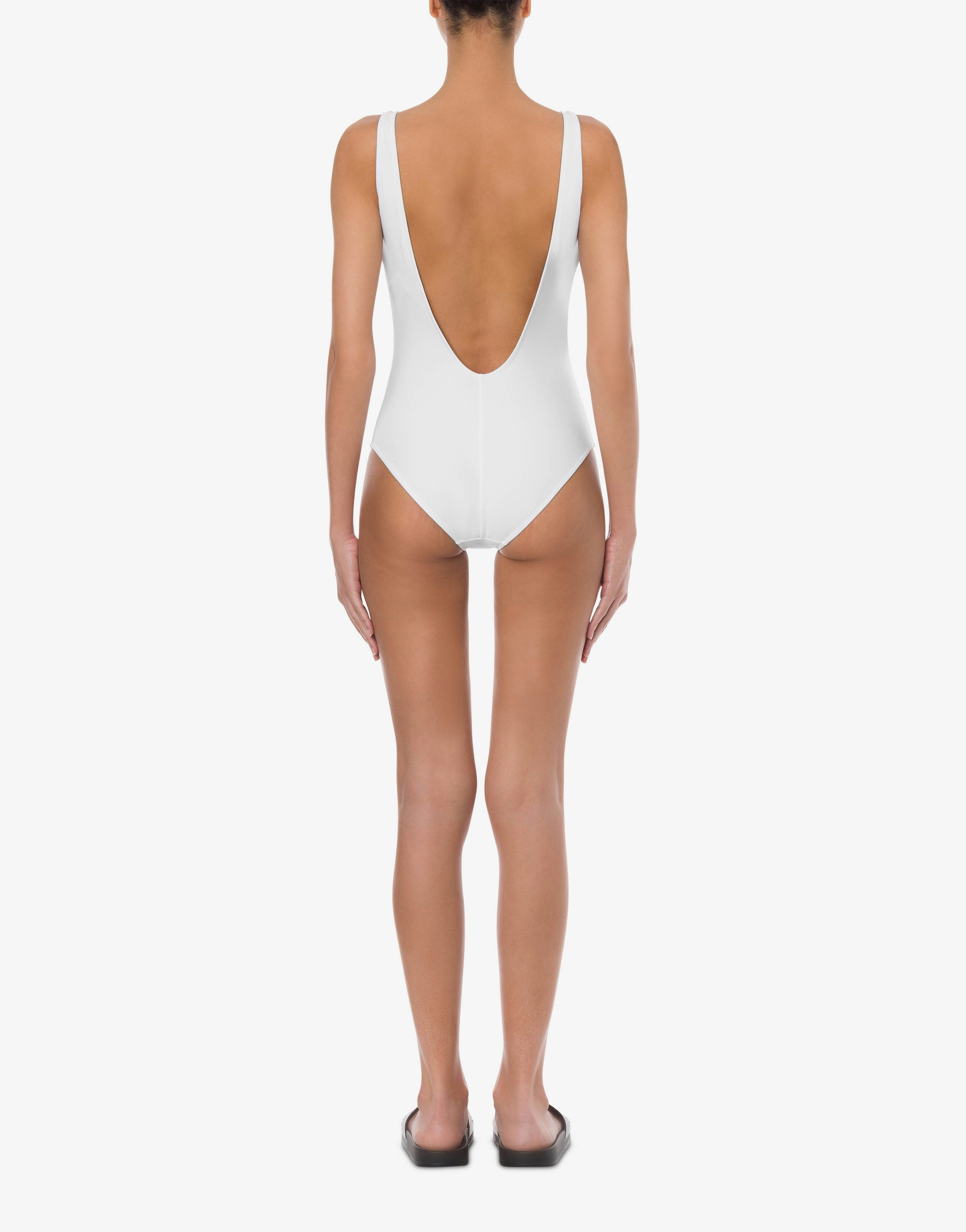 DOUBLE QUESTION MARK FLEECE ONE-PIECE SWIMSUIT - 2