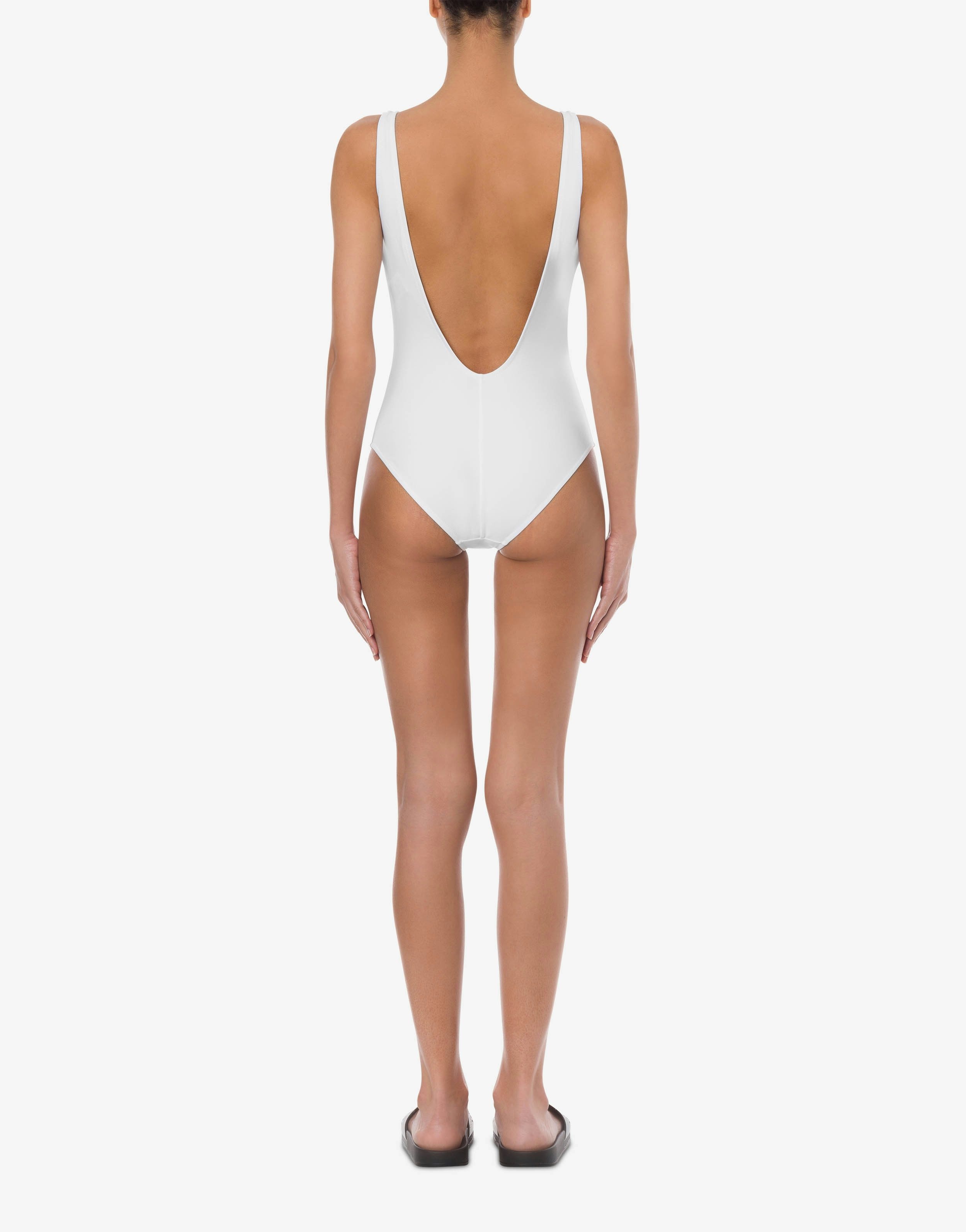 DOUBLE QUESTION MARK FLEECE ONE-PIECE SWIMSUIT - 3