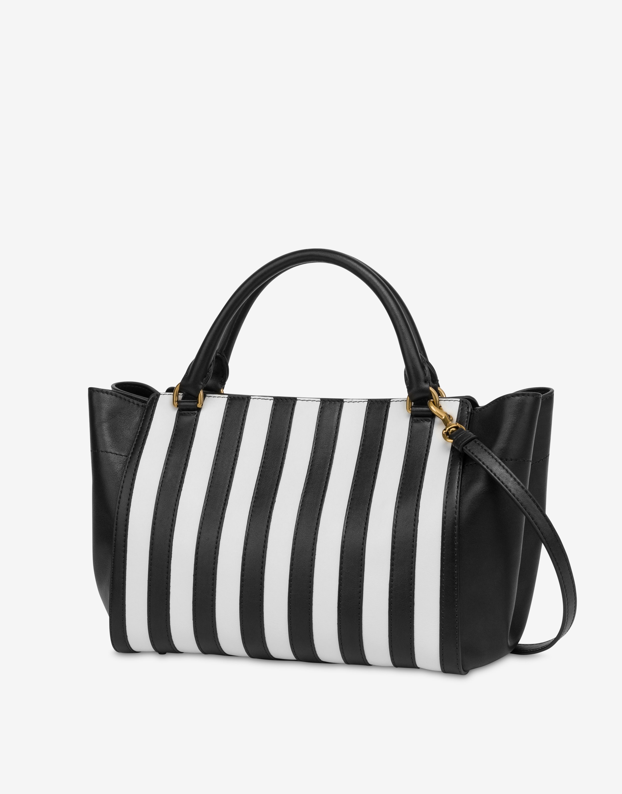 METAL TOGGLE STRIPED HANDBAG - 2