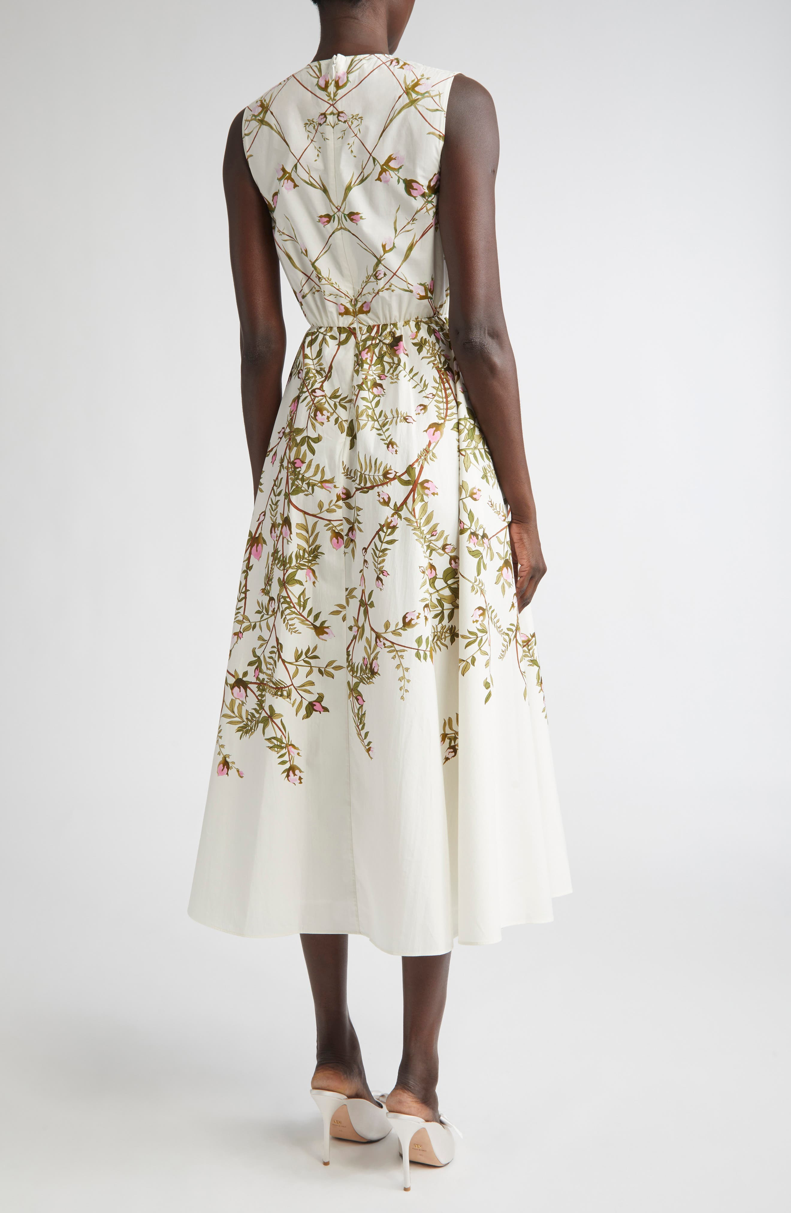 Giambattista Valli Floral Sleeveless Cotton Midi Dress in Rose Multi at Nordstrom - 2