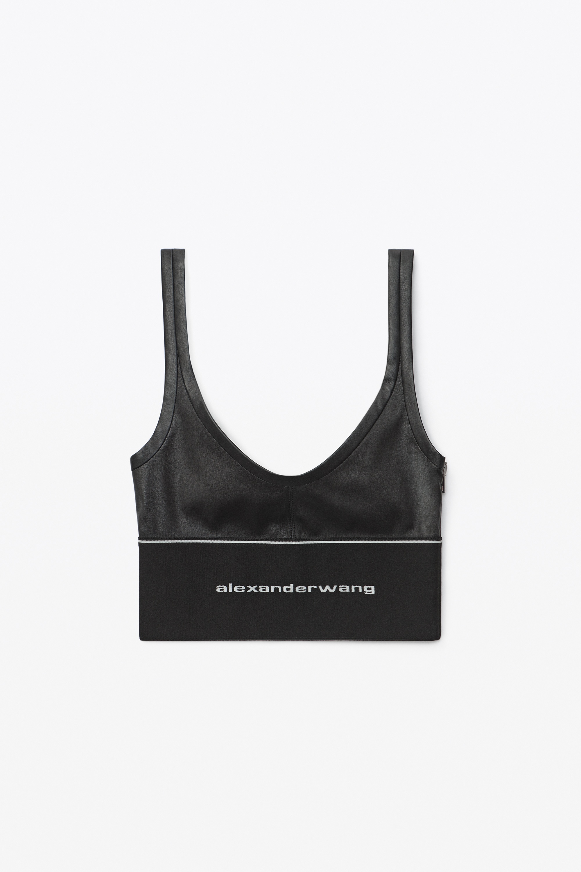 LOGO ELASTIC BRA IN LEATHER - 1