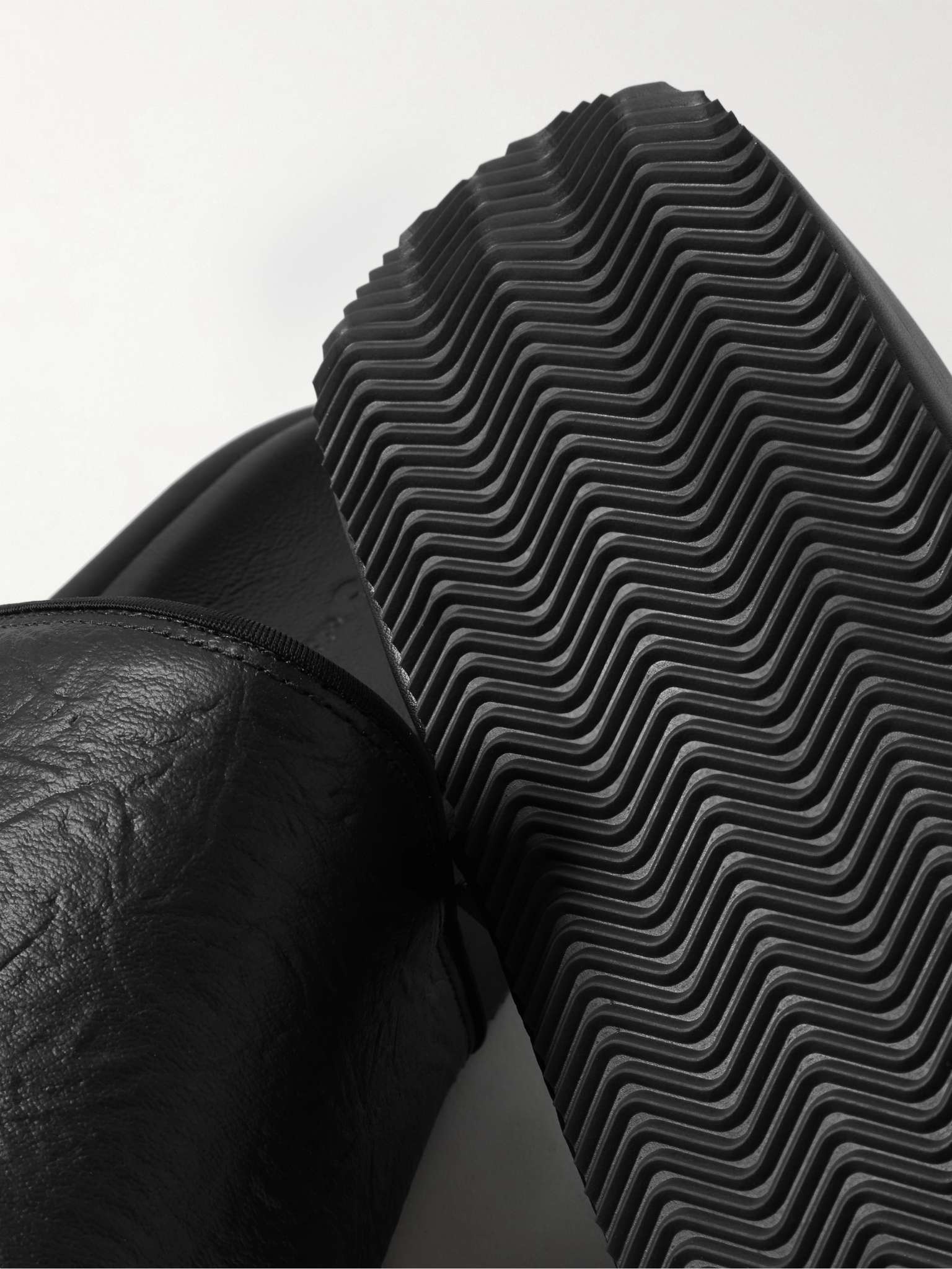 Grosgrain-Trimmed Leather Slides - 6