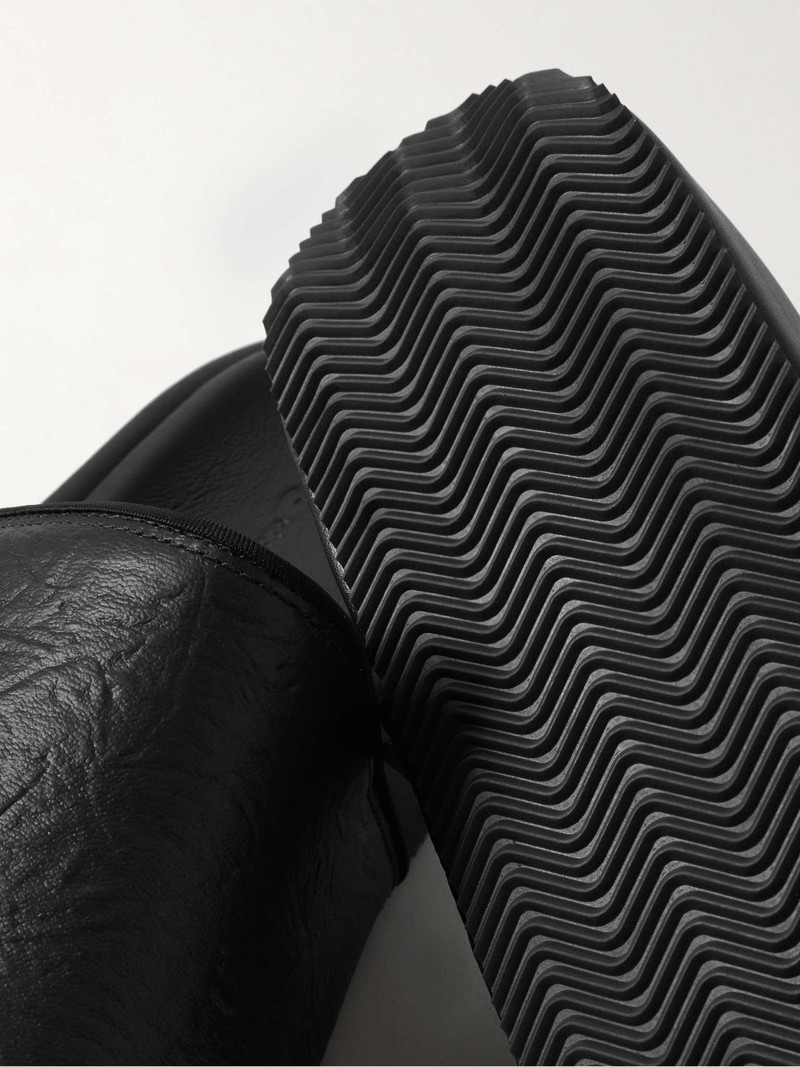 Grosgrain-Trimmed Leather Slides 6
