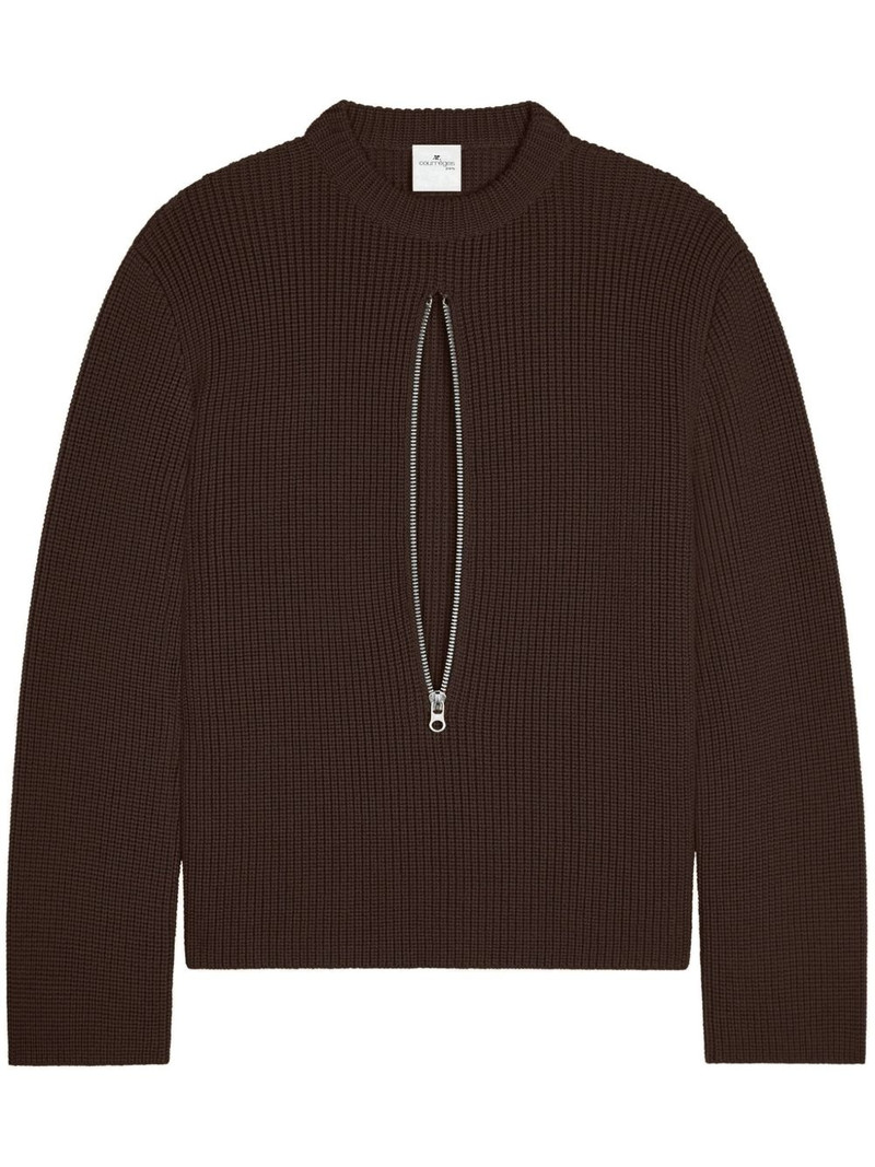 zipped ribbed wool sweater 1