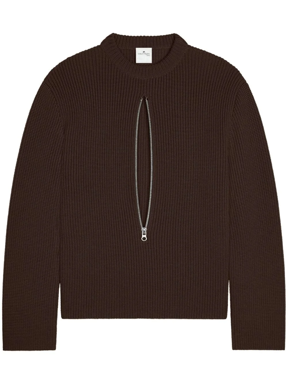 zipped ribbed wool sweater - 1