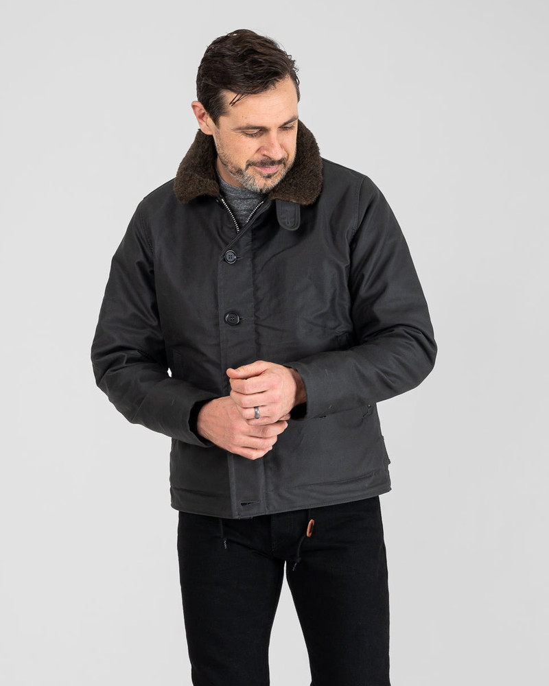 Iron Heart OILED WHIPCORD N1 DECK JACKET - BLACK outlook