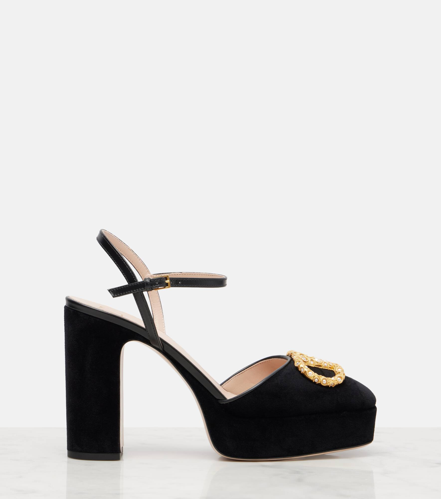 VLogo 115 velvet platform pumps - 4